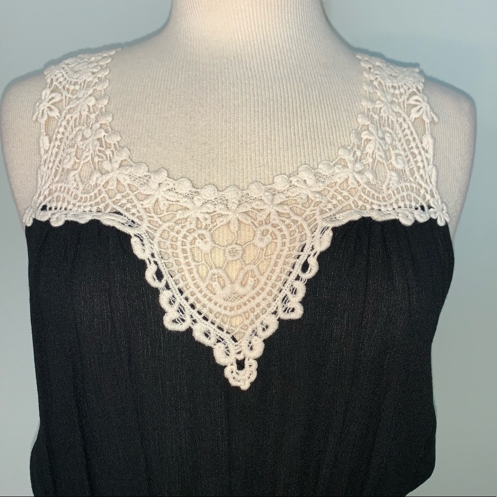 semi sheer black dress w/ crotchet detail - Picture 4 of 5